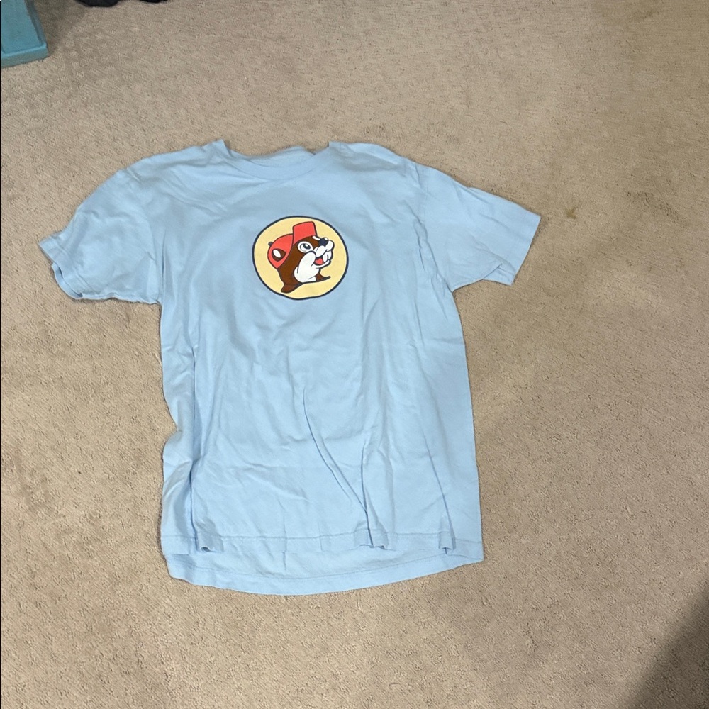 Light Blue T-Shirt with Cartoon Logo